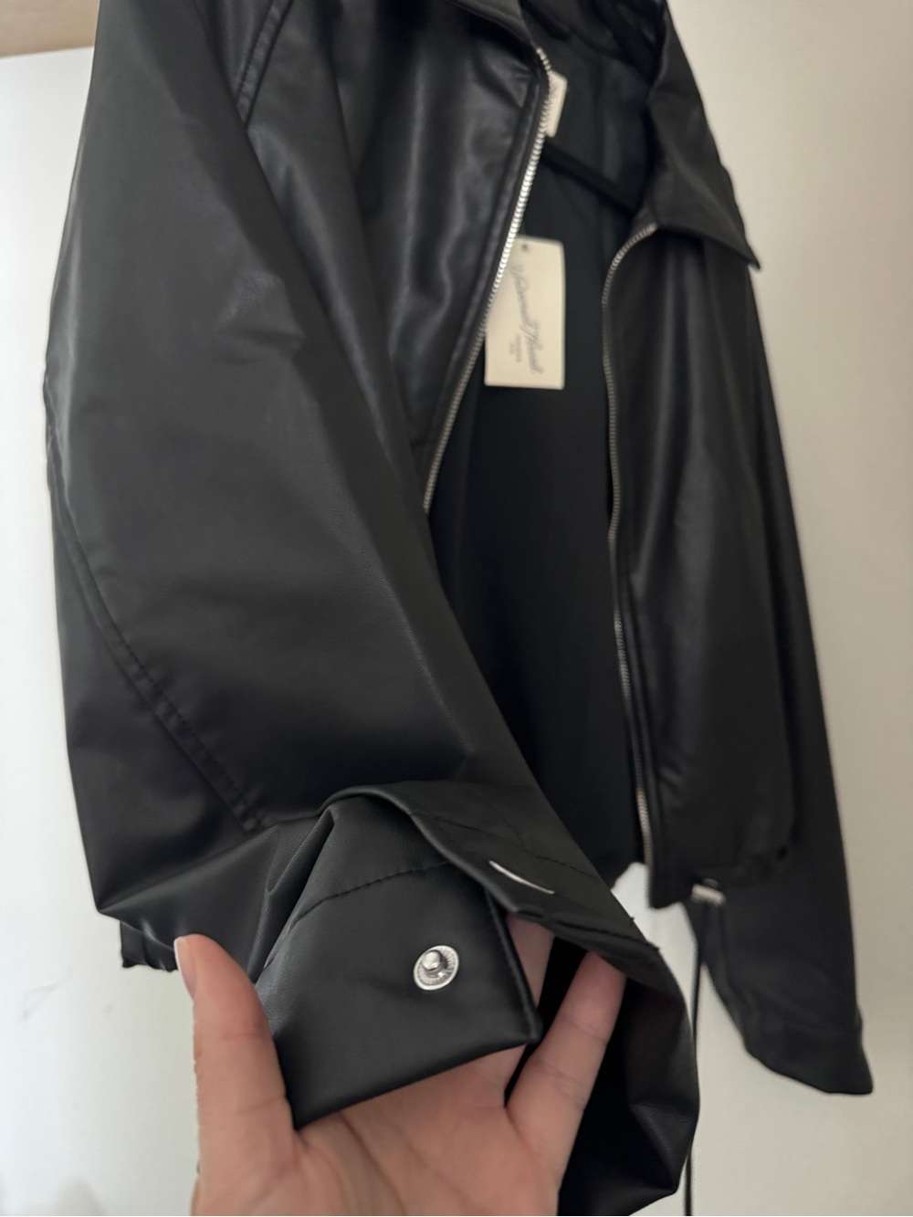 Universal Thread Black Faux Leather Zip-Front Jacket - Picture 4 of 4
